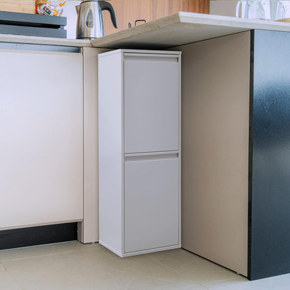 ARREGUI Basic CR201-B Recyclingcontainer | Afvalcontainer in Staal | 2 Compartimenten 2x17 L (34 L) | Multifunctionele Recyclebak voor Afvalscheiding | Afvalbak voor Keuken, Huis of Kantoor | Wit