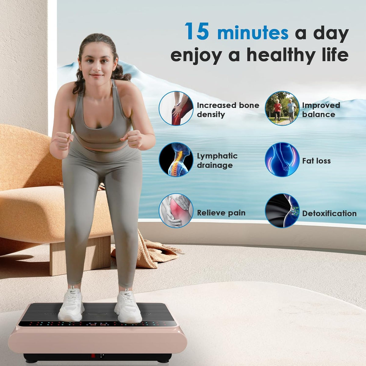 RINKMO Full Body Vibration Plate Training Machine, Fitness Platform with Resistance Bands, Bluetooth Speaker for Home Training Equipment and Loss of - QUORE