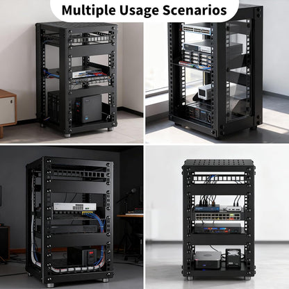 8U-serverkast, 10 inch Mini-serverrack voor Netwerk, Server, A/V-apparatuur en Doe-het-zelfprojecten, 7,87 inch Diep, Zwart