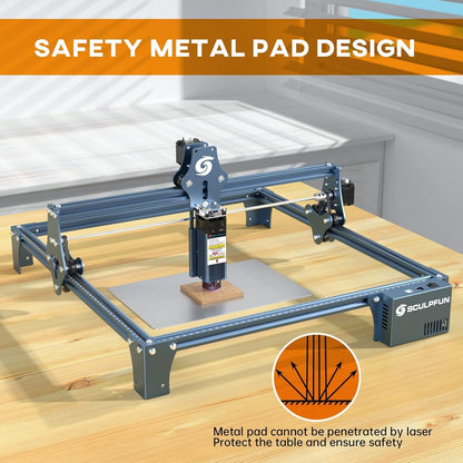 Sculpfun S9 lasergraveermachine, zeer nauwkeurige CNC laser graveermachine met 90W-effect, lasersnijder met hoge energie voor 15 mm hout, 0,06 mm ultrafijn gecomprimeerd punt met vaste focus