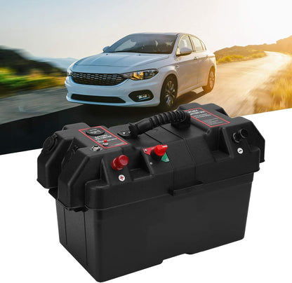 Smart Battery Box 12V, Batterijbox met USB Sockets Batterij Box Cover Multi -functie met USB Power Voltmeter Sockets Aangedreven Batterijbox voor Het Opladen van Buitenauto