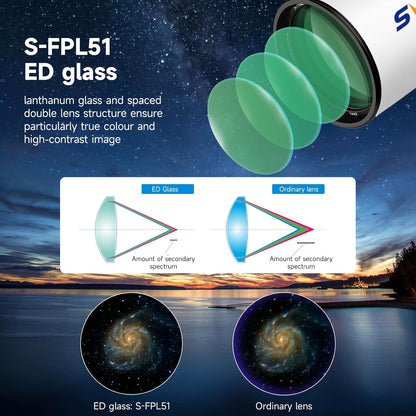 Svbony SV503 102F7 Telescoop Refractor, ED Lens Achromatische OTA Extra Lage Spreiding, RAP Focuser met Dubbele Snelheid, Telescoop voor Deepsky Astrofotografie en Visueel