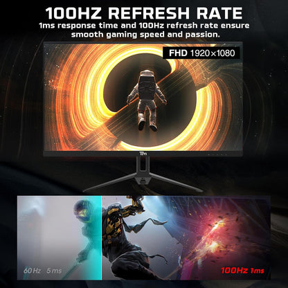 Twisted Minds 24-inch scherm Snelle IPS-gamingmonitor - 1920 x 1080 FHD-resolutie, 100 Hz vernieuwingsfrequentie, 16:9 beeldverhouding, 1 ms reactietijd - zwart (TM24FHD100IPS)