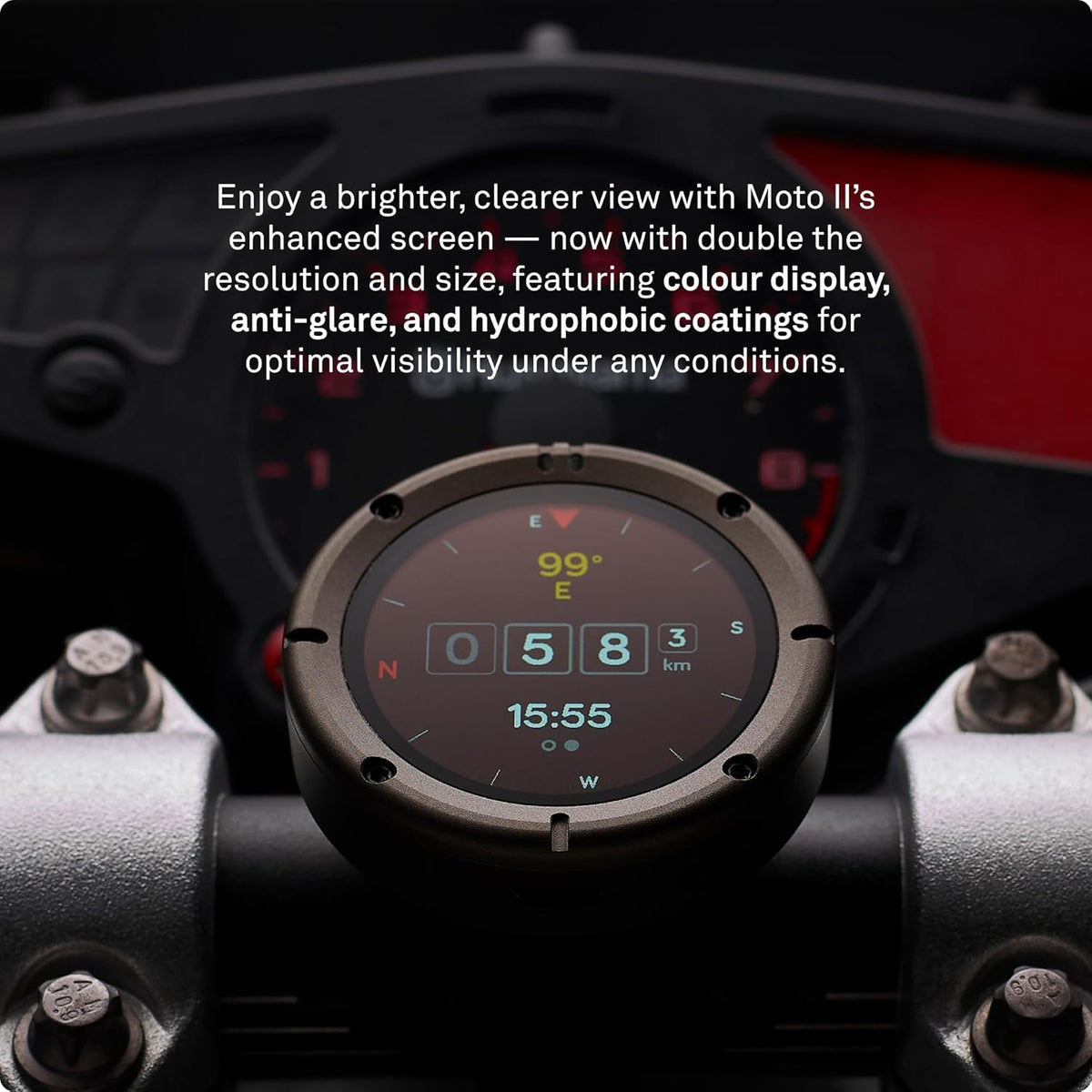 Beeline Moto II - Next Gen GPS Tracker voor motorfietsen | Compact ontwerp, waterdicht gebouwd, eenvoudig display en 14 uur batterij |Handschoenvriendelijk motornavigatiesysteem Perfect voor avontuur