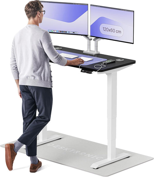 Desktronic Desk Sit-Stand - 120x60 cm - Height Adjustable Desk with USB/USB-C, 3 Memory Modes, Dual Motor and Touchscreen Control Electric Table for Comfort and Productivity. - QUORE