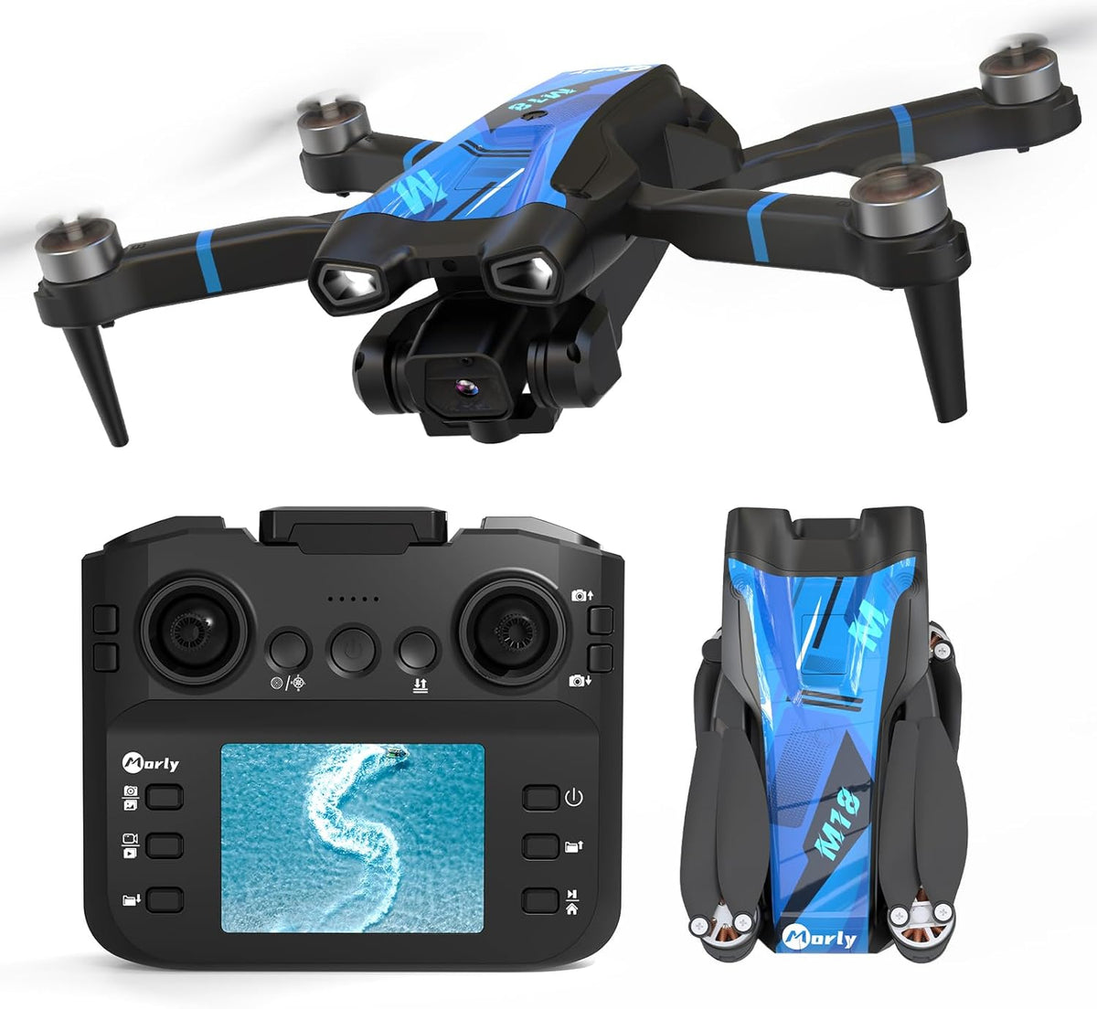 M18LCD RC Quadcopter met 1080P Camera 45° Verstelbare Lens Borstelloze Motor Eenknops Start/Landing FPV Opvouwbaar voor Volwassenen