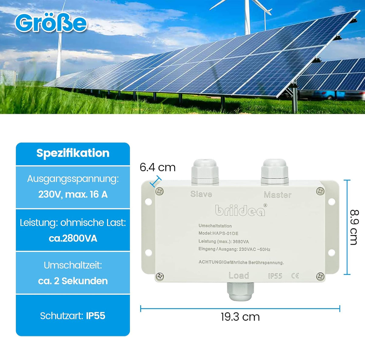 Briidea 16A 230 V RV Netwerk Prioriteit Schakelaar Station 16A Schakelaar Station Camping Inverter 16A