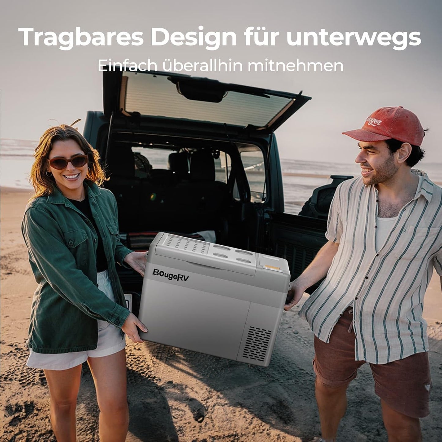 BougeRV CRPRO Compressor koelbox 12 V, 29 liter auto koelbox (-20 °C ~ 10 °C), 12/24 V DC & 110-240 V AC draagbare auto koelkast, 12 V koelkast, voor auto, camping, reizen, grijs