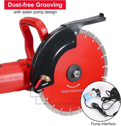 Betonzaag – Cirkelzaagmachine – Muurzaag – Schijfzaag – Wandzaag – 3200 W, 305 Mm, 4300 Omw/Min, Incl. Waterleiding En Pomp