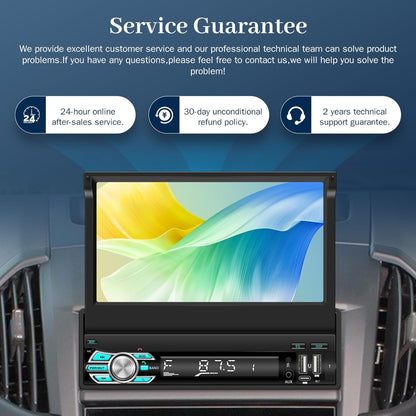 1 Din Car Radio with Extendable Display with Wireless Carplay and Android Car - 7 Inch Car Radio Carplay Support Mirror Link USB Type C + AHD Rear Camera and Remote Control - QUORE