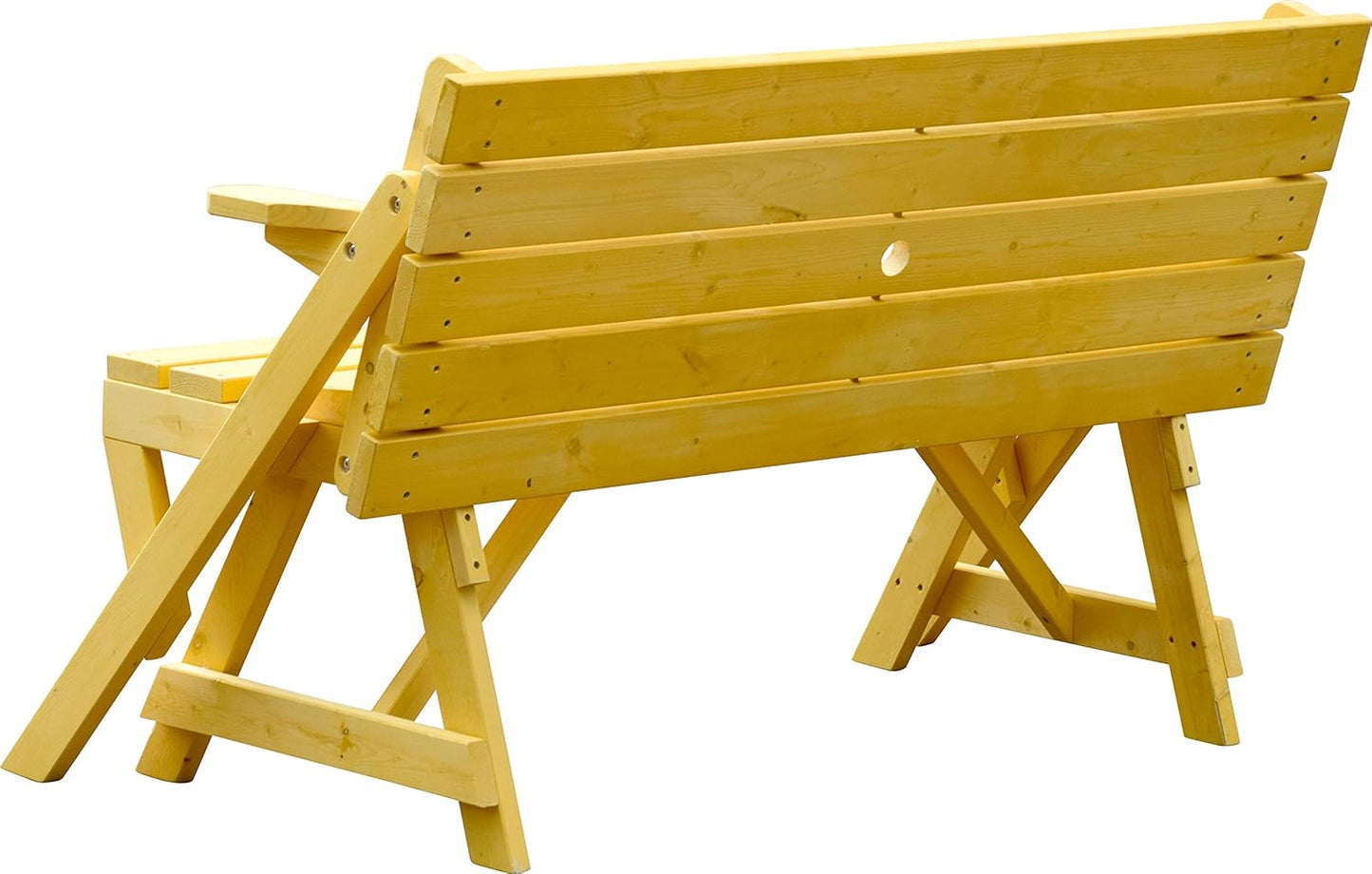 dobar® 29301FSCe Picknickbank, 2-in-1, groot, multifunctionele tuinbank, massief hout, zitbank en tafel voor 4 personen, outdoor zitmeubel, 138 x 144 x 77 cm, naturel