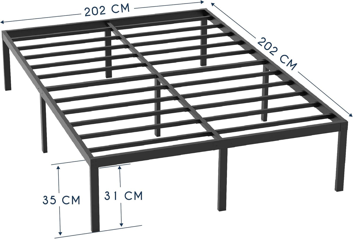 Dreamzie Bedframe 200x200 cm met Lattenbodem - Lattenbodem 200x200 met Poten - Hoogte van 35 cm - Stevige Structuur, Eenvoudige Montage en Opbergruimte