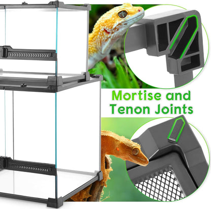 Professioneel glazen terrarium, 50 x 30 x 35 cm, duurzaam reptielen habitat tank met hittebestendig aluminium legering frame, dubbele front swingdeuren voor geen Jam van zand en andere