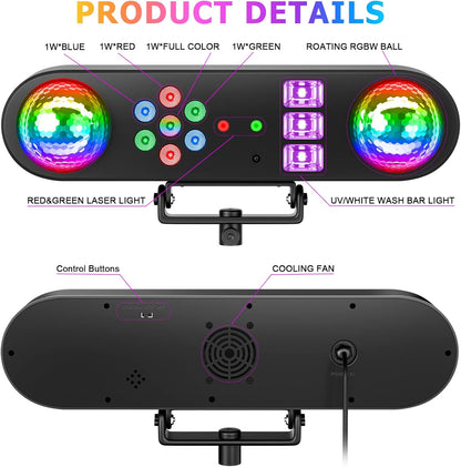 5-in-1 disco party lichtstandaard / disco bal / par light / blacklight strobe effecten / afstandsbediening / geluidsgeactiveerd voor muziek show concert decoratie