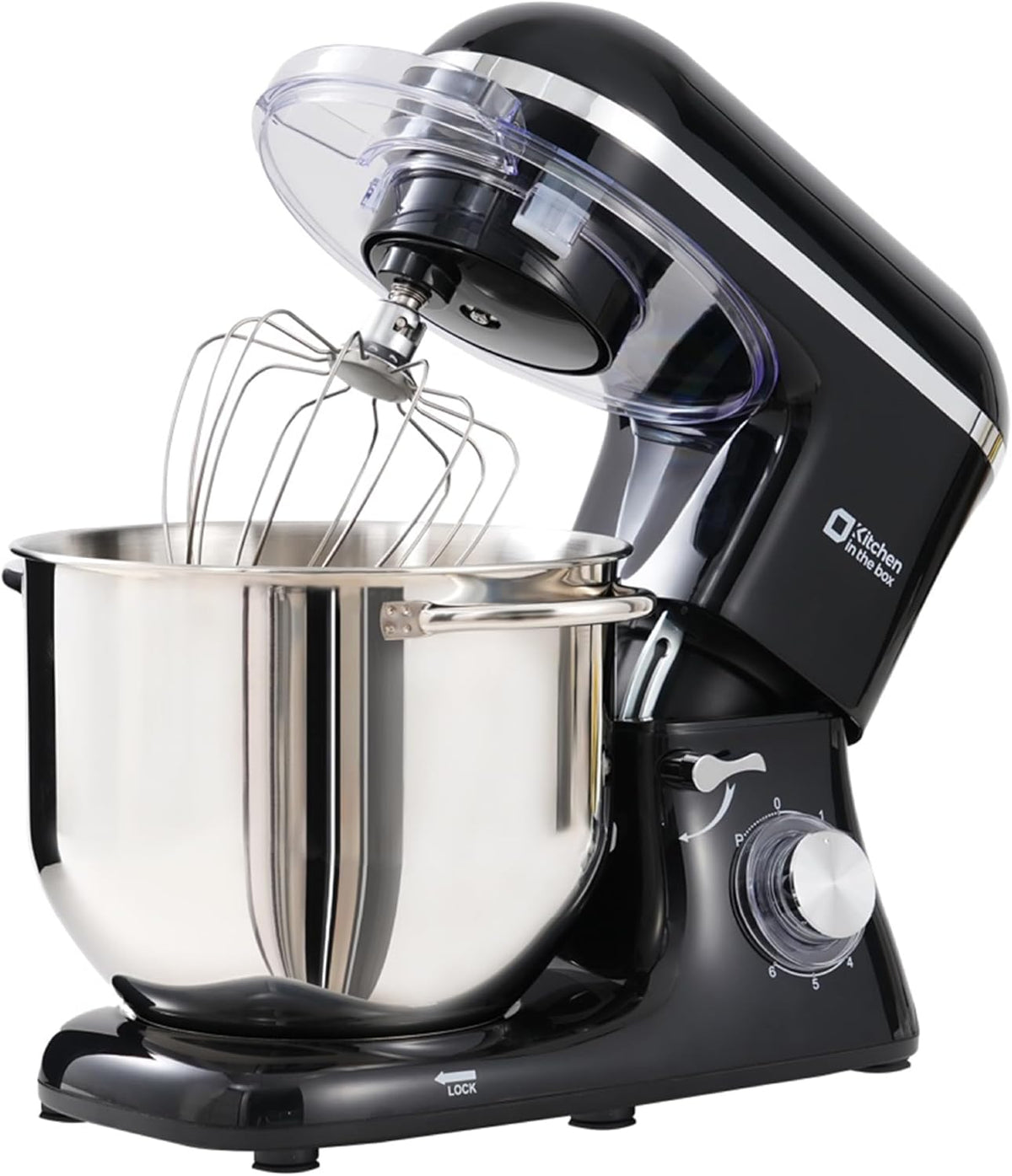 Kitchen in the box Keukenmachine, 7,5 L Staande Mixer 1400W – Deegmixer met Planetaire Mengtechniek, Menghaak, Deeghaak, Garde (Zwart)