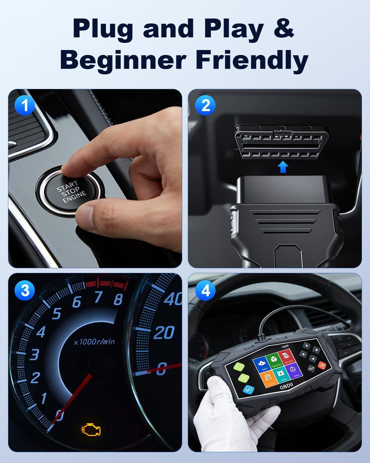 OBD2-Scanner – Diagnostisch Hulpmiddel – Autoscanner – Codelezer – Foutcode Scanner – 2,8 Inch Kleurenscherm – 40.000+ DTC’s & Live Datastroom
