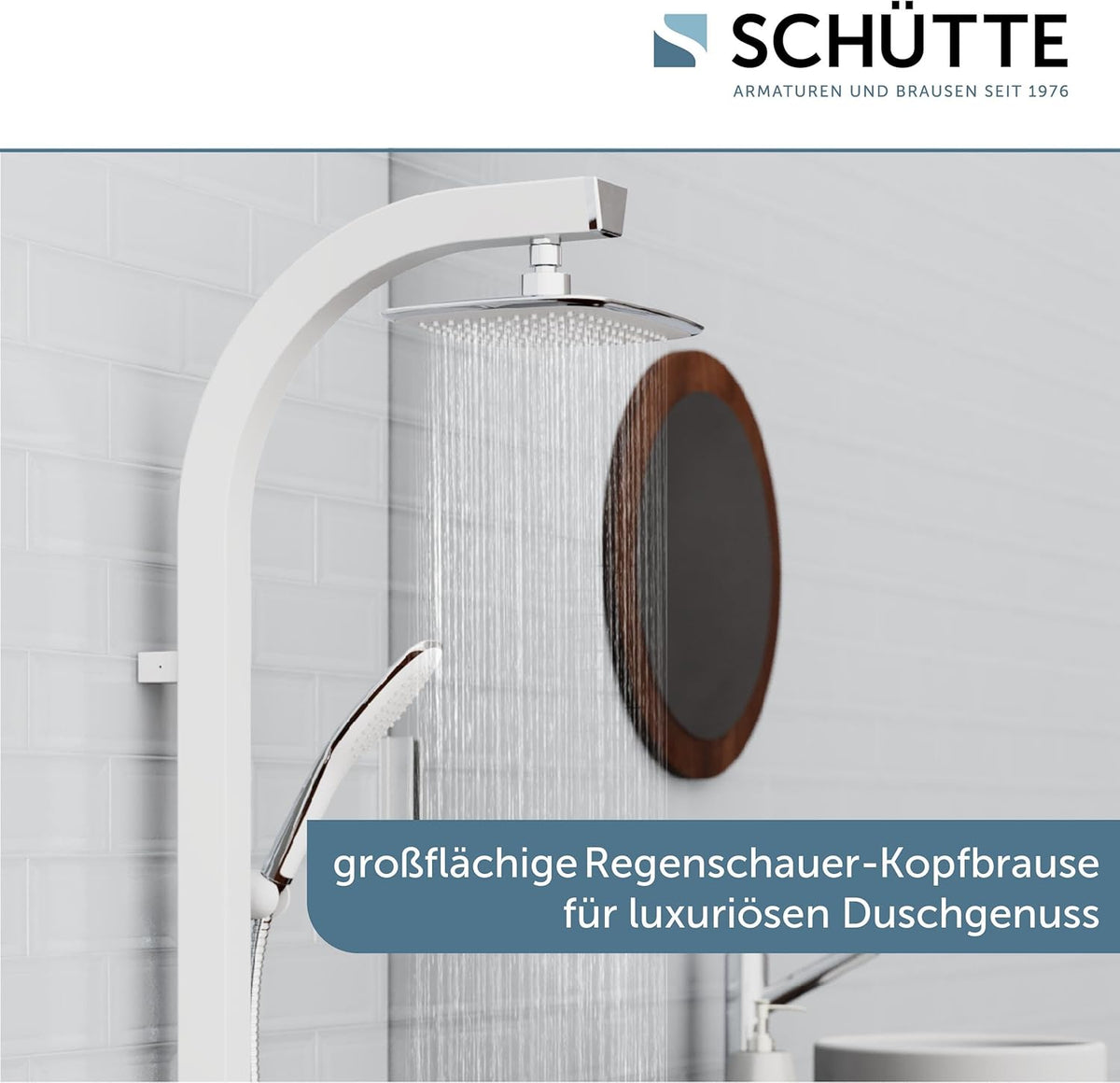 Hoga Schütte Madagaskar Douchesysteem, doucheset regendouche met hoofddouche en handdouche, doucheset voor hoofdhoofd, wit, één maat