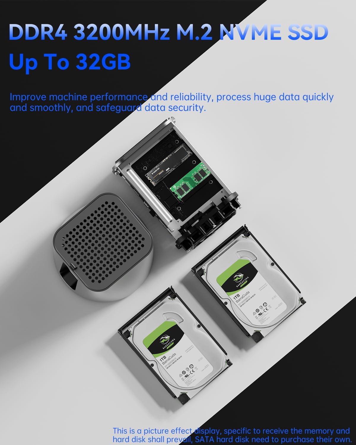 AOOSTAR R7 2 Bay Desktop NAS Mini PC, NAS Server Ryzen 7 5825U No RAM No SSD, 2*3.5" SATA Memory (up to 2*22TB), 2*M.2 NVMe slots, 4K HDMI, 2*2.5G, WiFi6, Network Attached Storage - QUORE