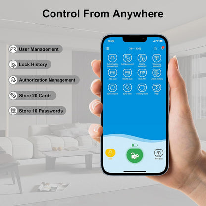 WELOCK Smart Elektronisch Deurslot Wifi Wachtwoordondersteuning, RFID-kaart, Bluetooth APP Deurslot, Afstandsontgrendeling voor thuis, Laag energieverbruik, IP44, Waterdichte Siliconen Cover