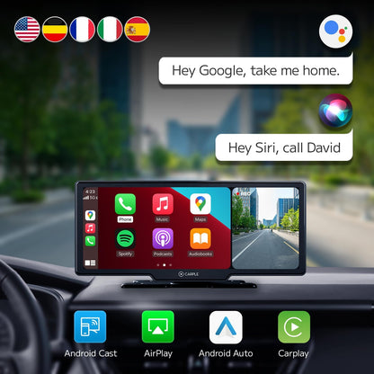 Wireless CarPlay display 10.26 inch IPS with screen mirroring Bluetooth Android Auto 4K front and 1080P rear view camera includes app for advanced features