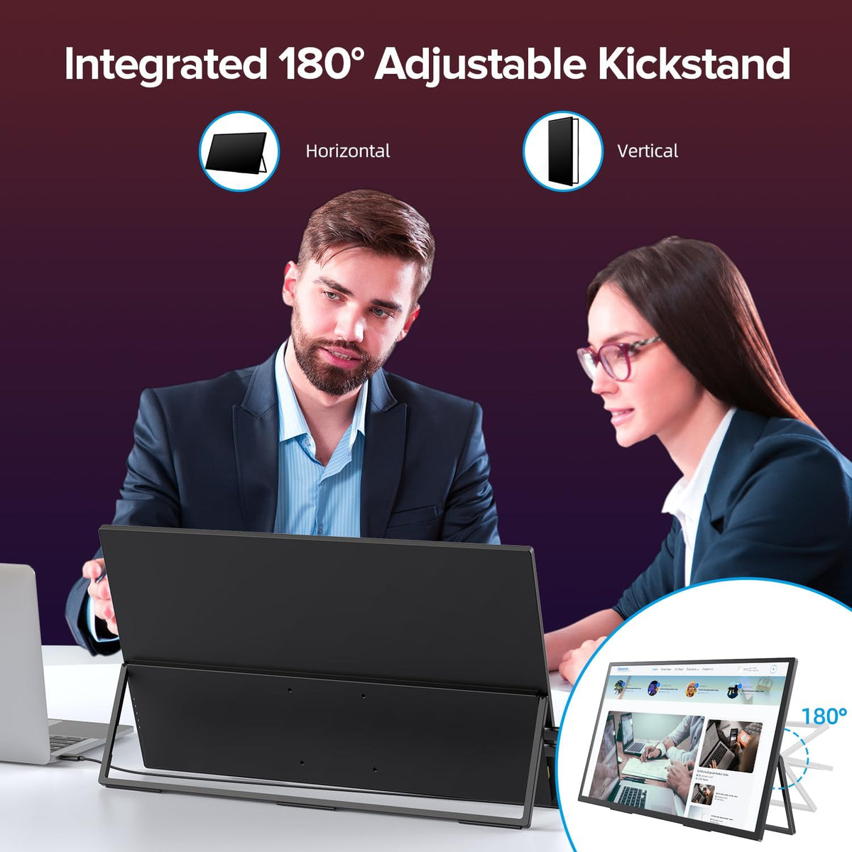 UPERFECT 18 Inch 4K Portable Monitor with UHD 3840x2160 Eye Care IPS Mat Screen Integrated Bracket USB C Mini HDMI for Laptop PC Xbo PS4/5, Metal Housing, Mobile Display VESA compatible - QUORE
