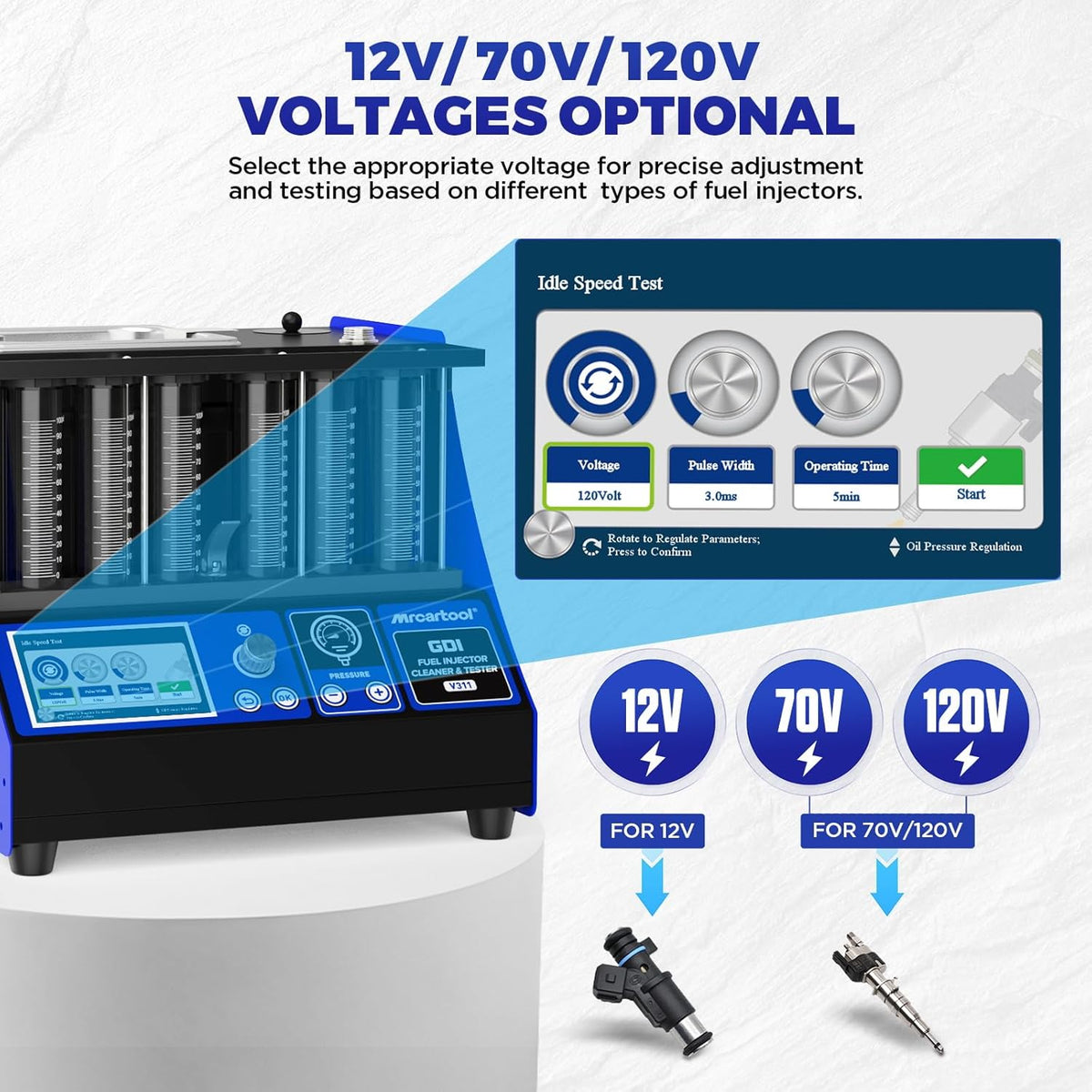 Mr Cartool Ultrasone Inspuitmondreiniger en Tester met 6 Cilinders voor GDI EFI FSI Inspuitmond Auto Brandstof Inspuitmondreiniger Tester voor Voertuigen Motorfiets Brandstof Reinigingsgereedschap
