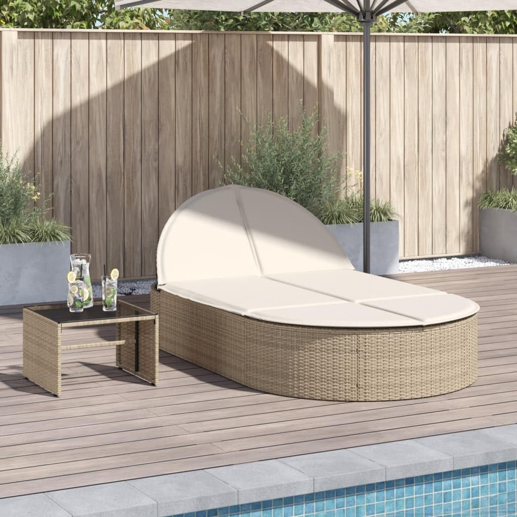 Garden Lounger with Padded Cushions and Adjustable Backrest, 3 Positions, PE Rattan and Steel Frame for Outdoor, Removable and Washable Covers - QUORE