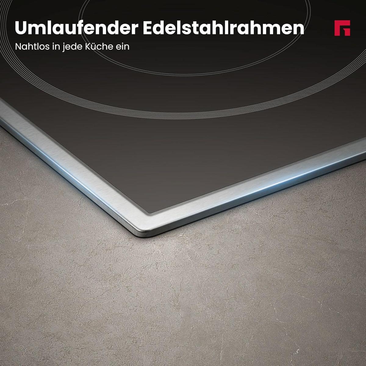Zelfstandige Glaskeramische Kookplaat – Keramische Kookplaat – Elektrische Kookplaat – Inbouw Kookplaat – Zelfvoorzienende Kookplaat – 60 cm Breed – Roestvrijstalen Frame – 4 Kookzones Met Meercirkel En Braadzone – 6600W Vermogen