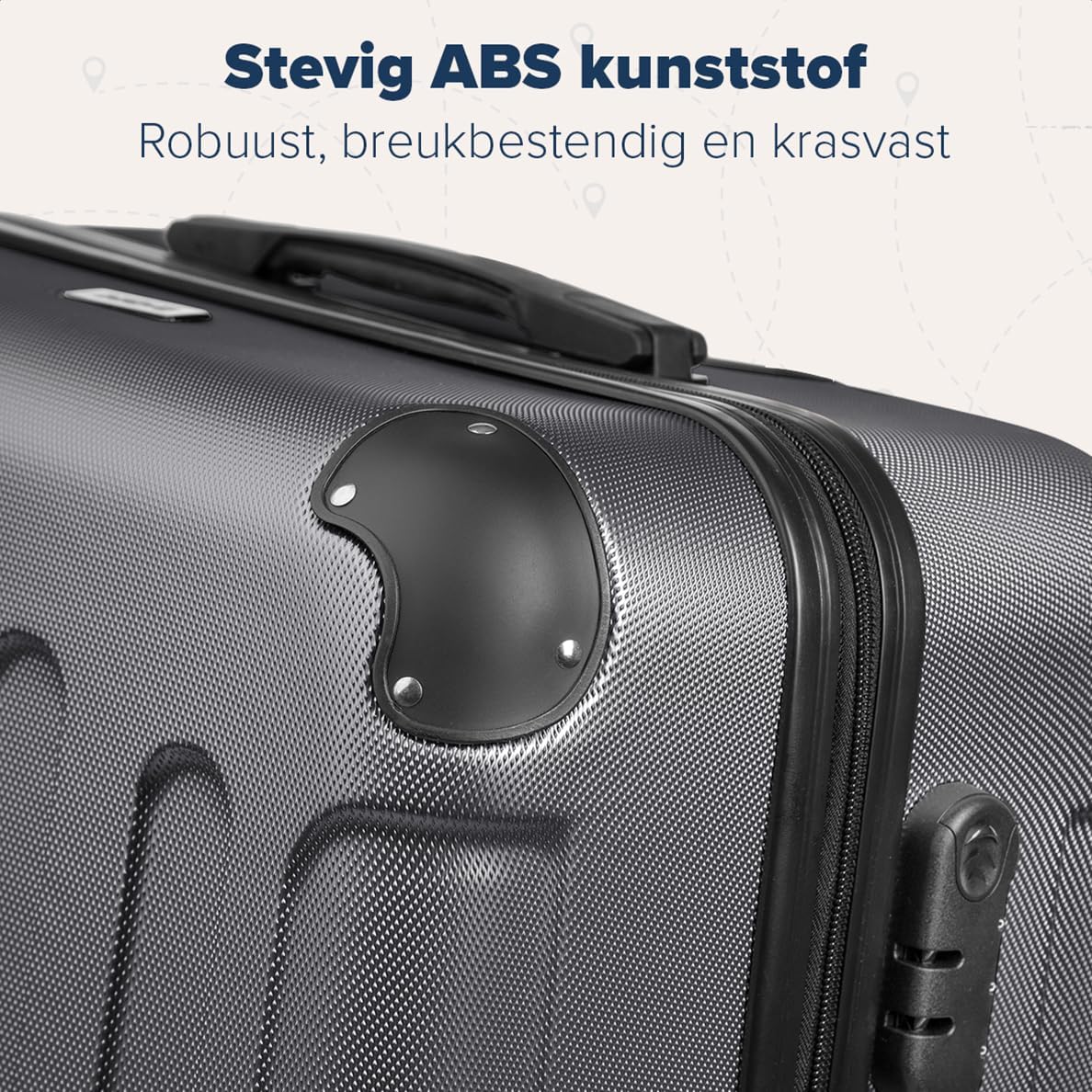 TRVLMORE Kofferset - 3 Delig - 38L Handbagage + 110L Ruimbagage - Lichtgewicht - Trolley - Reiskoffer Set - Donkergrijs