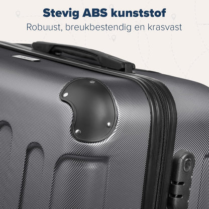 TRVLMORE Kofferset - 3 Delig - 38L Handbagage + 110L Ruimbagage - Lichtgewicht - Trolley - Reiskoffer Set - Donkergrijs