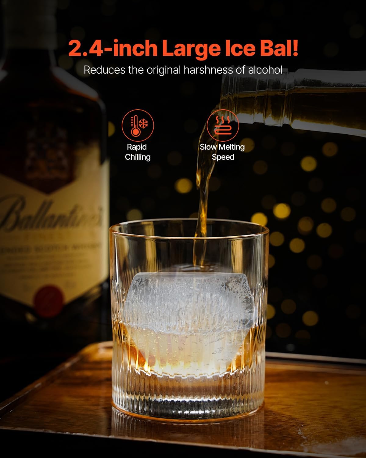 VEVOR Ice Diamond Press, 2,4 Inch IJsbalmaker, Luchtvaart Aluminium Kit Met Tong en Druppelbak Voor Whisky, Cocktail, Bourbon, Schot op Feest
