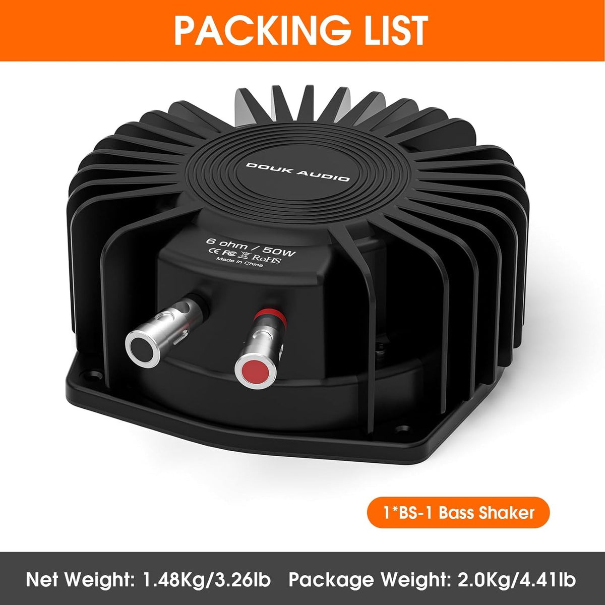 Douk Audio BS-1 Bass Shaker: 50W High Power Buttkicker - Tactiele transducer - Subwoofer dieptepunten voor thuisbioscoop, auto audio en gaming stoel vibratie onderdompeling (1 paar)