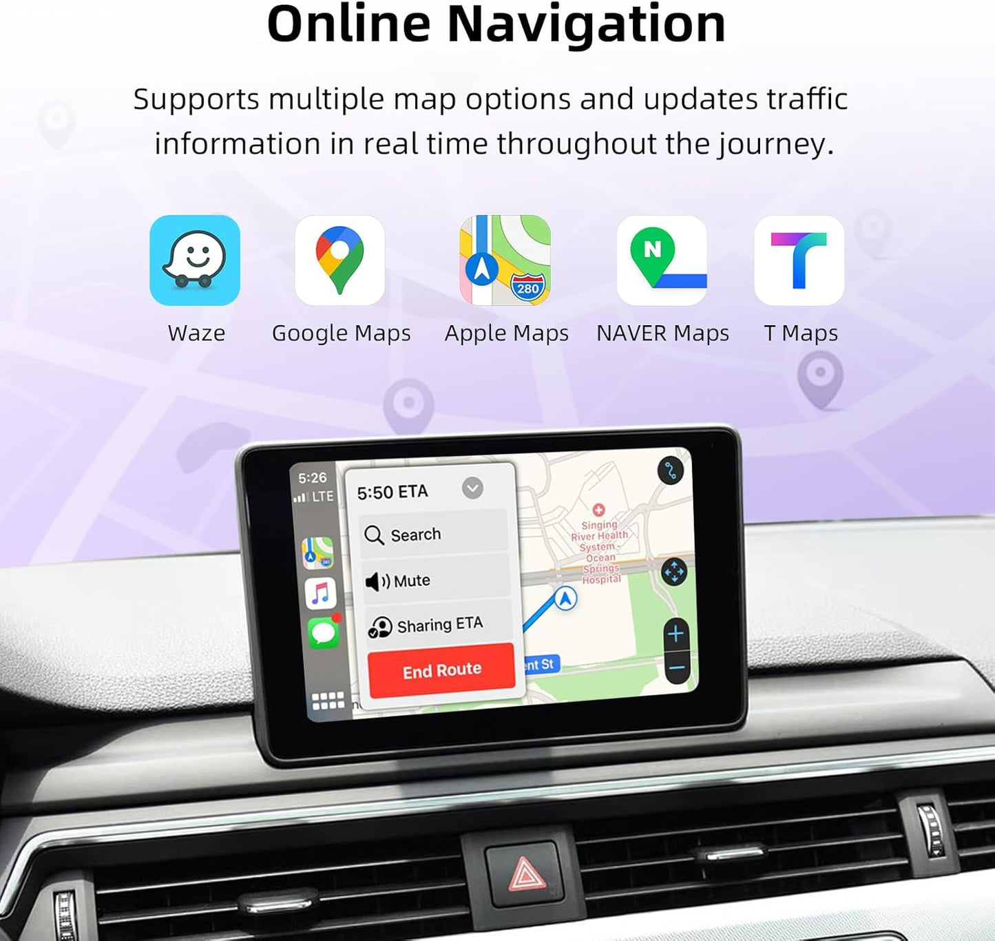 EZoneTronics Draadloze CarPlay & Android Auto Retrofit Kit Decoder voor Audi A4/A5/A6/A7/Q2L/Q5L/Q7 2014-2022 met MIB/MMI 3G Plus Systeem Draadloze Adapter Plug & Play Upgrade Box met SWC Mirrorlink