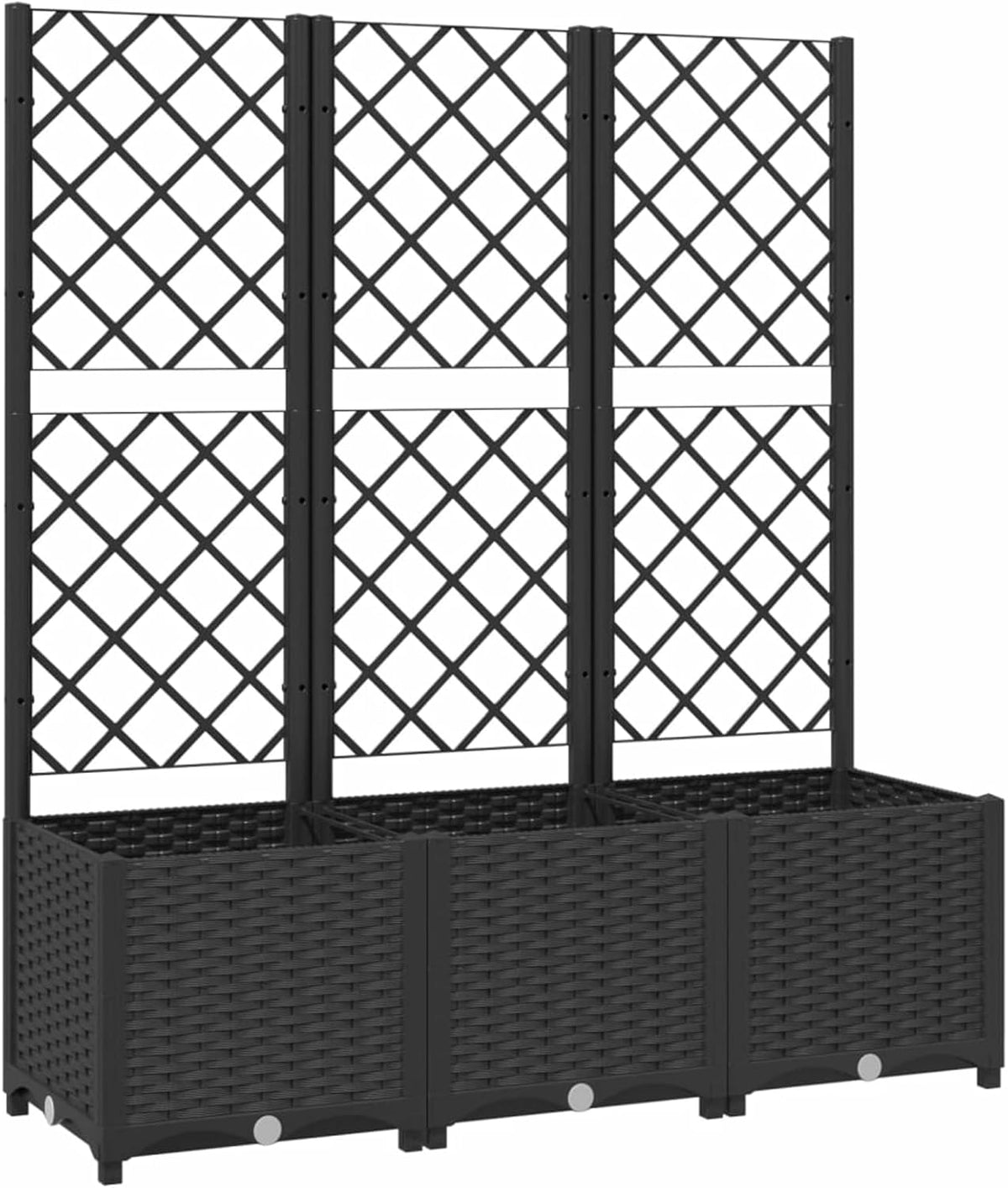 Gecheer Planter with trellis garden fence frost and UV resistant trellis climbing aid planter flower box flower box black 120x40x136 cm polypropylene - QUORE