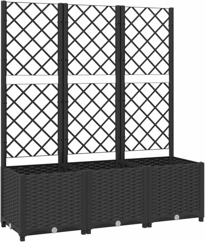 Gecheer Planter with trellis garden fence frost and UV resistant trellis climbing aid planter flower box flower box black 120x40x136 cm polypropylene - QUORE