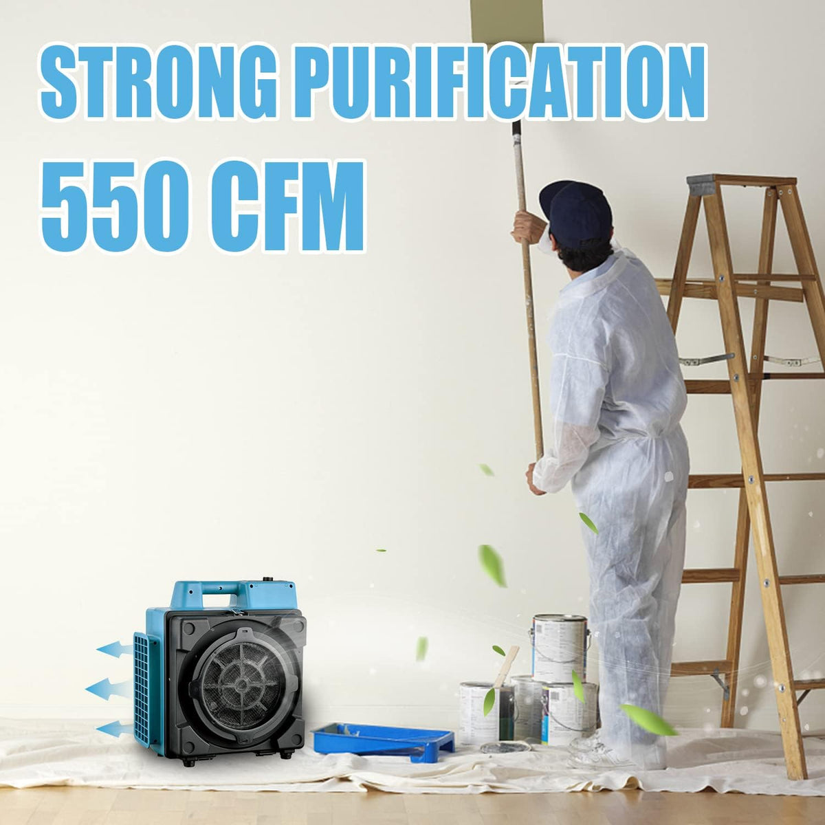 XPOWER X-2580 Air Mover Sealed Motor Low Profile Carpet Dryer - Air Blower Build-in GFCI Power Outlets & Hour Meter Dryer Floor Fan