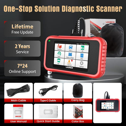 Launch CRP123E V2.0 OBD2 diagnostische apparaat auto uitlezing auto Code Reader voor motor, ABS, SRS, automatische transmissie, 7 resets: ABS ontlucht/olie/SAS/gasklep/PF/EPB etc