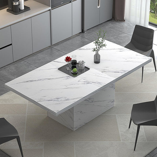 Eettafel – Keukentafel – Eetkamertafel – Tafel – Witte Tafel – Kunstmarmeren Blad – Industriële Houten Onderstel – 180 x 80 cm – Geschikt Voor 6-8 Personen