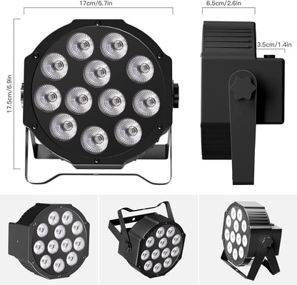LED Parlicht – Podiumverlichting – DJ Licht – Disco Lamp – Feestverlichting – RGBW 12 LED 7 Kleuren – Draadloos Met Afstandsbediening & 5500mAh Batterij – Set Van 4 Stuks
