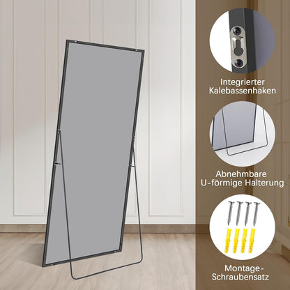 Vloerspiegel – Wandspiegel – Staande Spiegel – Full-Body Spiegel – Grote Spiegel – Aluminium Frame – 165 x 60 cm – Explosieveilig Glas