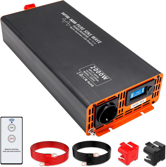 Omvormer 48V Naar 230V – Spanningsomvormer – Stroomomzetter – Converter – Inverter – 2000W Continu Vermogen – Pure Sinusgolf Output