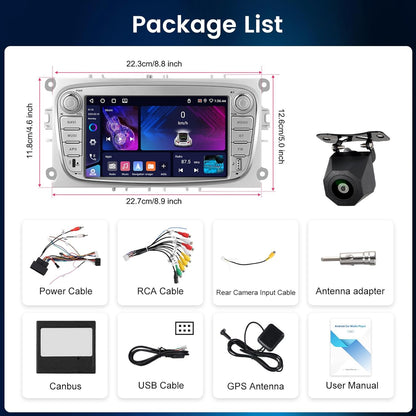 Android autoradio – Autoradio – Inbouwradio – Dubbel-DIN radio – Navigatiesysteem – 7 inch touchscreen – Android 13 4+64GB – Draadloze CarPlay & Android Auto