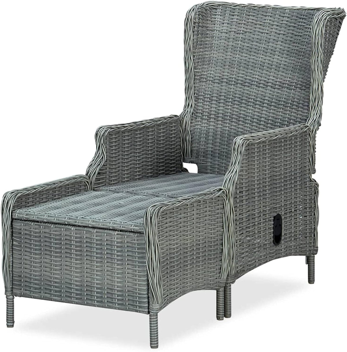 Garden Chair with Footstool, Reclining Function, Adjustable Braided Chair, Garden Chair, Garden Chair, Garden Chair, Rattan Chair with Reclining Function, Poly Rattan - QUORE