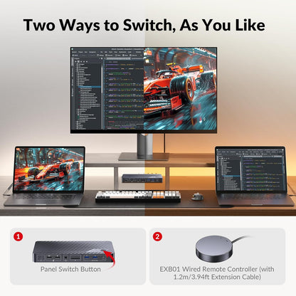 AV Access Docking Station KVM Switch 2 Monitor 2 Laptops, 4K KVM Switch Dual Monitor, 100W PD voor elke pc, 1G Ethernet, EDID-emulatie, ideaal voor thuiskantoor en gaming