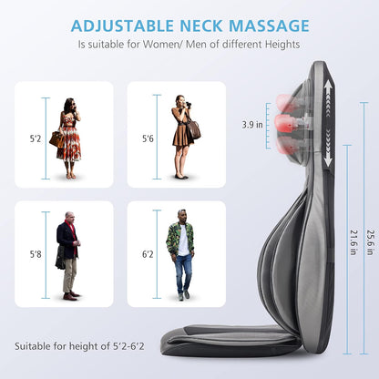 Massagestoelkussen – Massagekussen – Shiatsu Stoelkussen – Rugmassager – Nekmassagekussen – Verstelbare Nekmassage – Warmtefunctie Met 3 Massagezones
