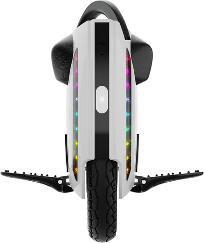Kingsong elektrische eenwieler KS-14m, volwassene, wit, 400W-motor, actieradius tot 15 km, 20 km/u met trekstang, 14 inch opblaasbare band, luidspreker en bluetooth