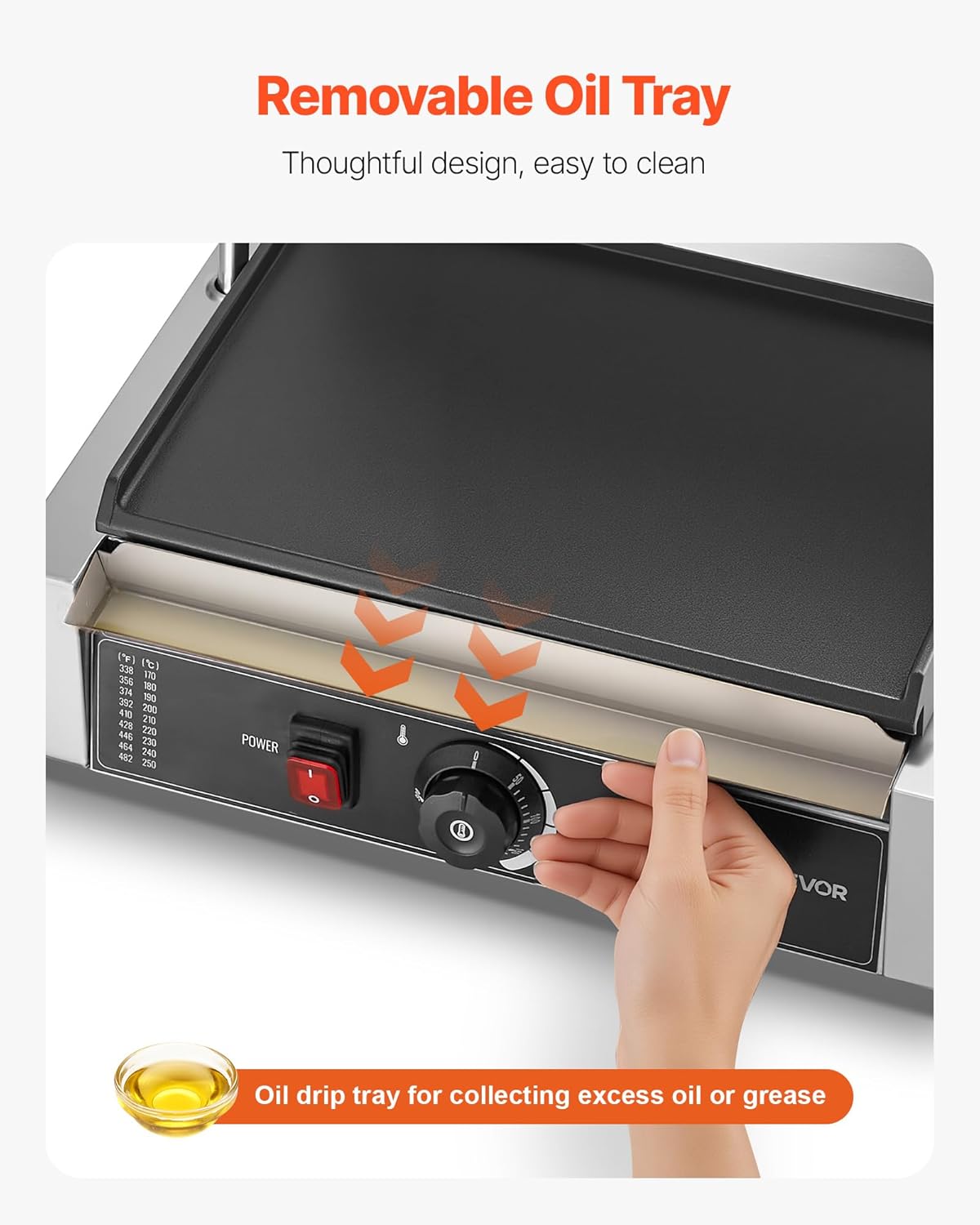 VEVOR Panini-elektrische grill voor panini, 2200 W, platte geëmailleerde plaat, 34,2 x 23,5 cm, sandwich van roestvrij staal, handgreep met temperatuurregeling