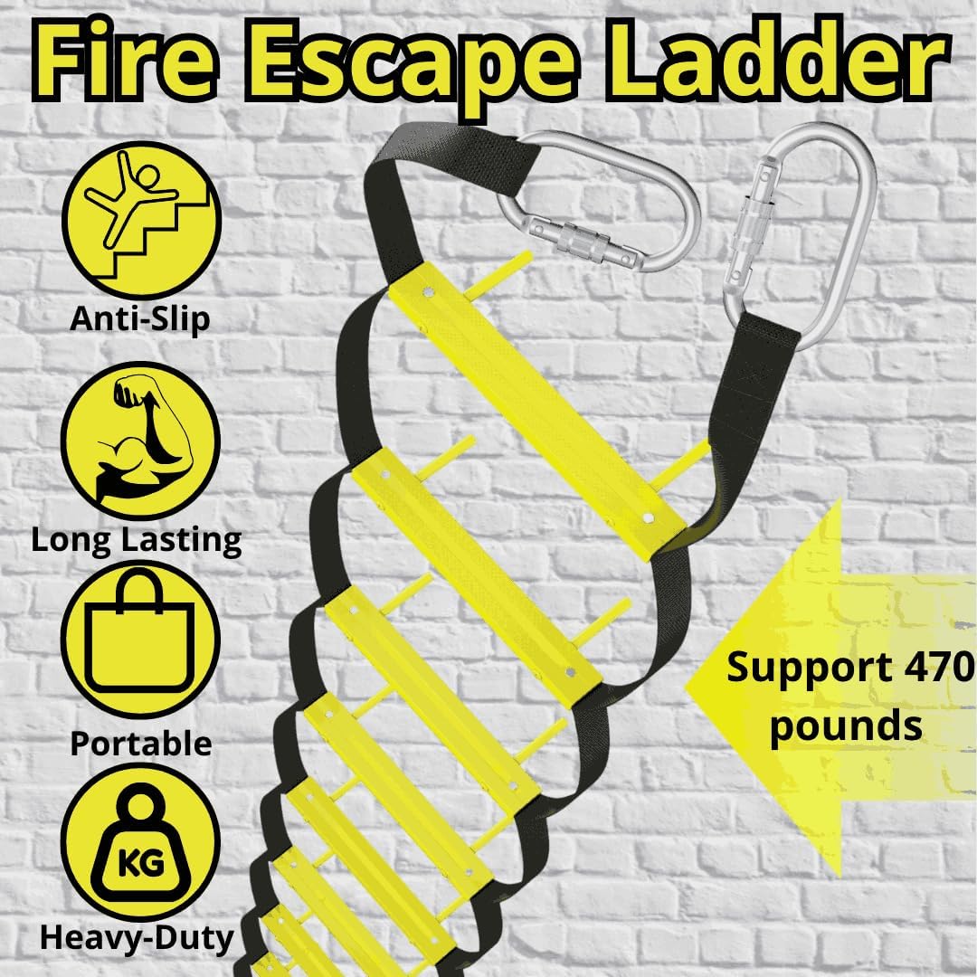 Permanente brandontsnapladder voor een 2-verdiepingen huis 4m | Ladders voor ontsnapping, raam of zolder | Hangladder voor brandnoodgevallen, veiligheid thuis | Externe ladder voor evacuatie
