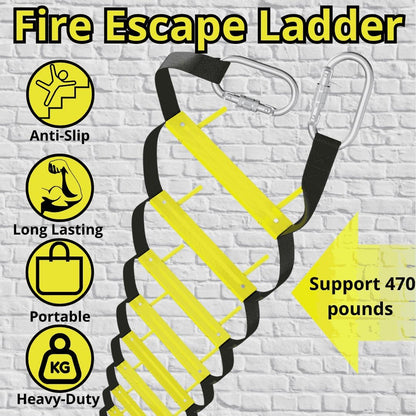 Permanente brandontsnapladder voor een 2-verdiepingen huis 4m | Ladders voor ontsnapping, raam of zolder | Hangladder voor brandnoodgevallen, veiligheid thuis | Externe ladder voor evacuatie