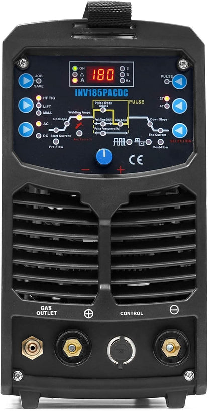IPOTOOLS INV185PACDC WIG Lasapparaat, AC/DC, 180 ampère, volledig digitaal, Inverter-lasapparaat, inclusief HF-ontsteking, pulsfunctie, aluminium lassen, MMA, IGBT, 7 jaar garantie
